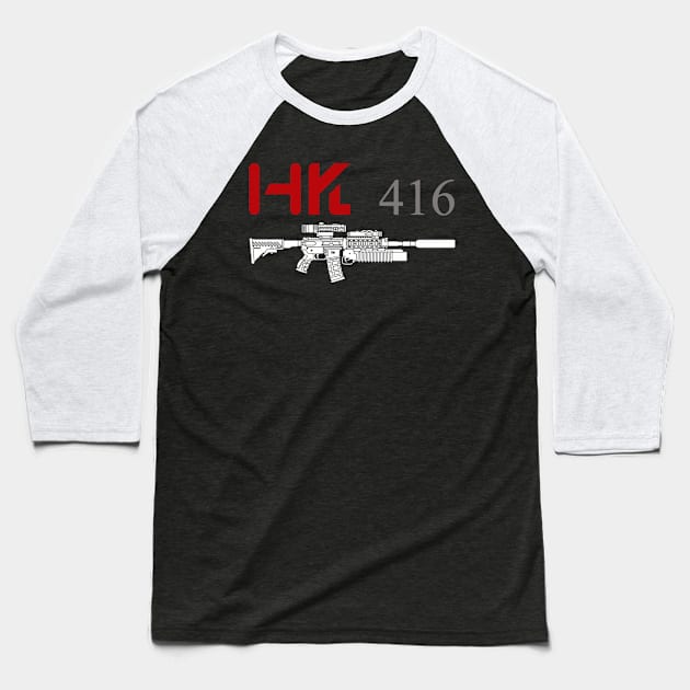 HK 416 Assault Rifle with Grenade Launcher Baseball T-Shirt by Aim For The Face